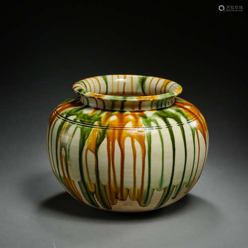 TANG TRI-COLOR GLAZED CERAMICS POT