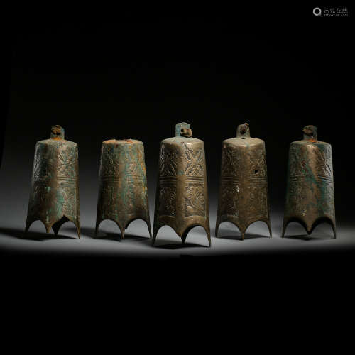 A SET OF BRONZE BELLS, LIAO DYNASTY, CHINA