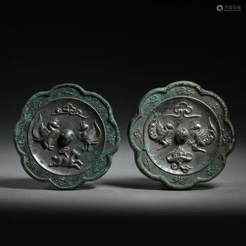A PAIR OF BRONZE MIRRORS, TANG DYNASTY