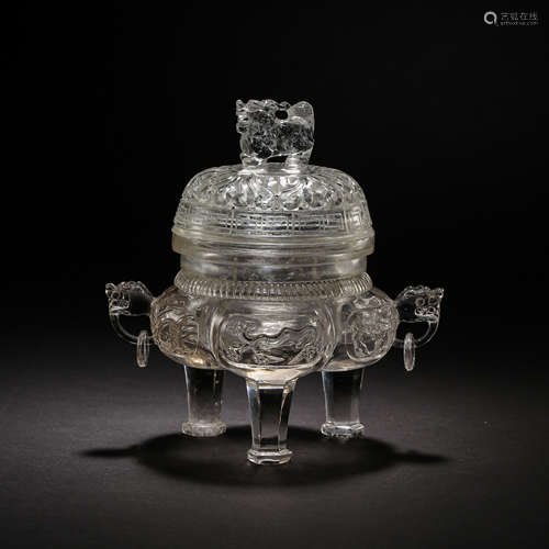 CHINA QING DYNASTY CRYSTAL INCENSE BURNER