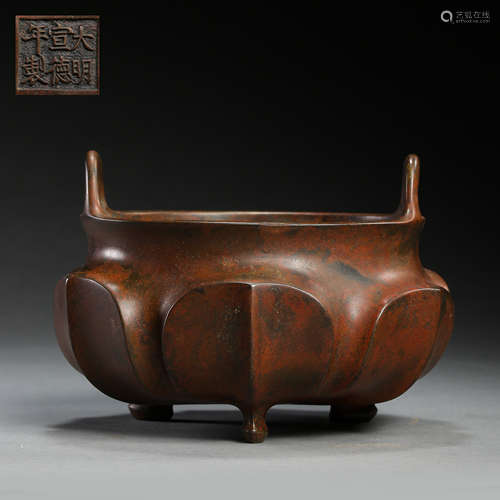 CHINESE BRONZE CENSER OF QING DYNASTY