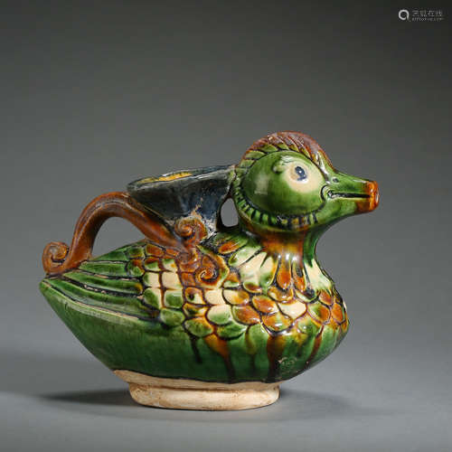 CHINESE TANG TRI-COLORED DUCK SHAPED WATER DROP