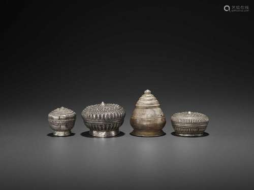 Four Silver Repoussé Medicine …