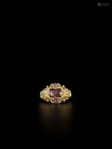 A Cham Amethyst Set Gold Repou…