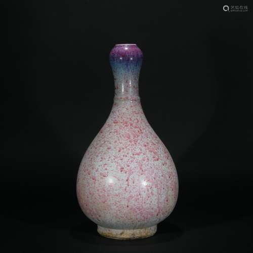 Qing Dynasty transmutation glaze garlic-head-shaped vase