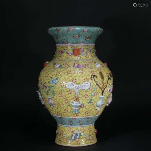 Qing dynasty carved porcelain vase