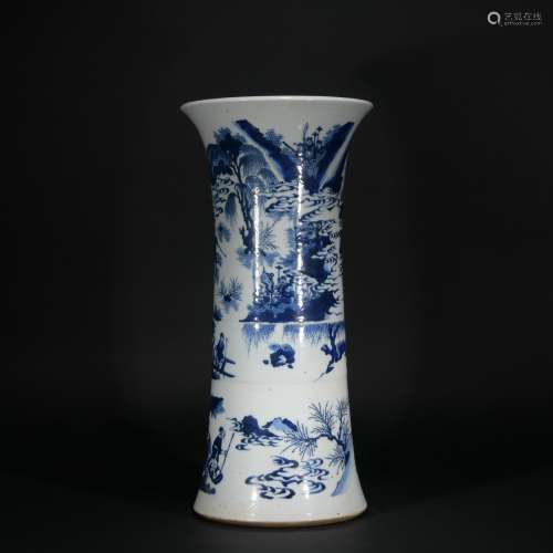 Ming dynasty blue and white figure vase