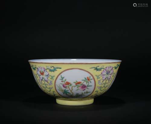 Qing dynasty pastel flower bowl