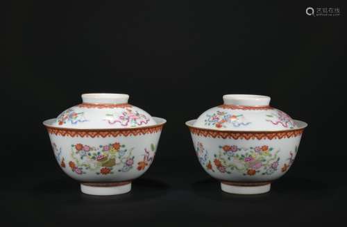 Qing dynasty pastel bowl*1 pair