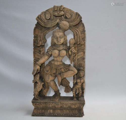 INDE Groupe en bois sculpté représentant une divin…