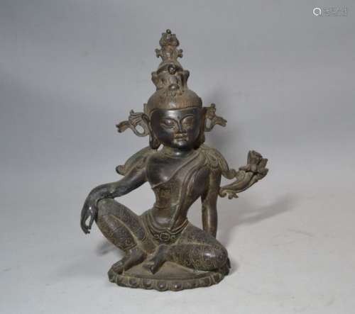 INDE Sujet en bronze représentant une divinité H.:…