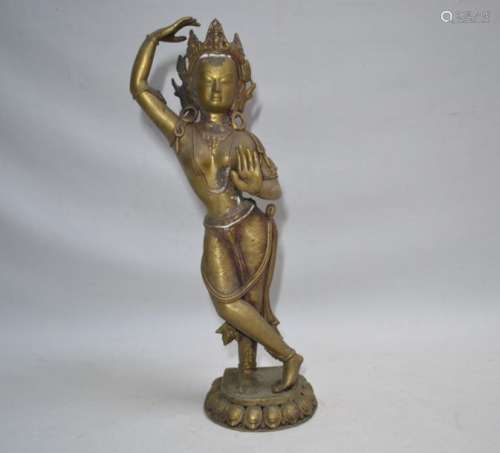 INDE Sujet en bronze représentant une divinité dan…
