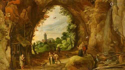 Joos de MomperJan Brueghel d. J.Grottenlandschaft mit Einsiedelei