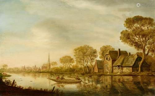 Pieter de NeynFlusslandschaft mit Ruderboot