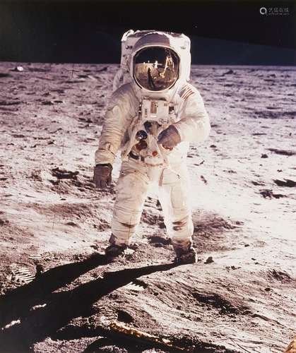 NASAAstronaut Edwin E. Aldrin walks on the Surface of the Moon