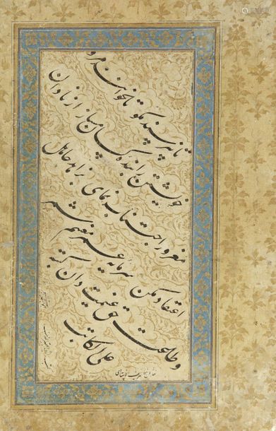 leaf: 35.5 by 25.5 cm. verso: a nastaliq quatrain