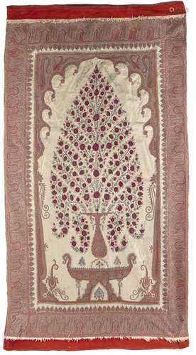 A Mughal Silk Embroidered Wool…