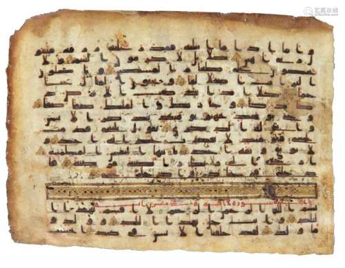 A Kufic Quran Folium, Abbasid,…
