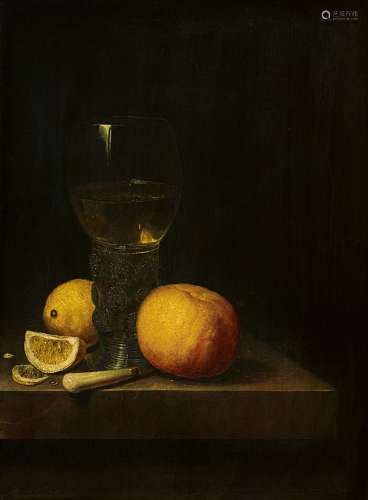Cornelis KickStillleben mit Römerglas, Orange und Zitronen