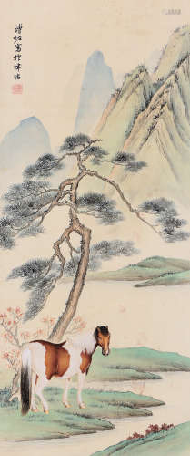 溥佐（1918～2001） 松溪骏马 立轴 设色绢本