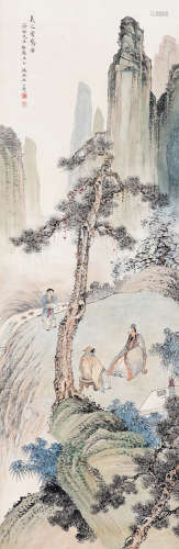 王心竟（1909～1954） 羲之爱鹅图 镜心 设色纸本
