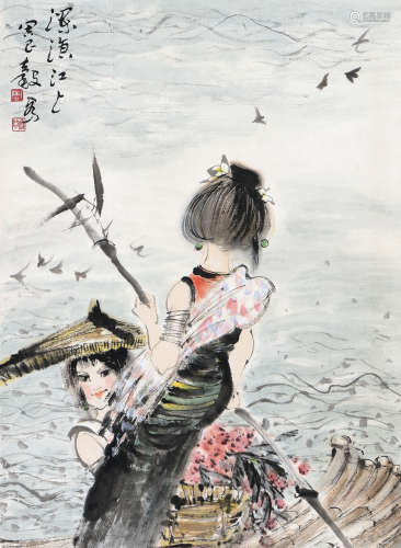 周昌谷（1929～1986） 澜沧江上 立轴 设色纸本