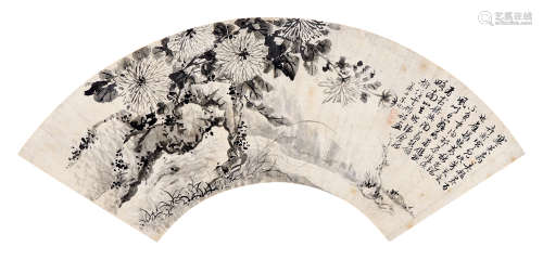 宋珏（1576～1632） 墨菊 扇页 水墨纸本