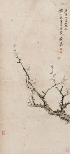谢稚柳（1909～1997） 庚寅（1950年）作 梅花 立轴 设色纸本