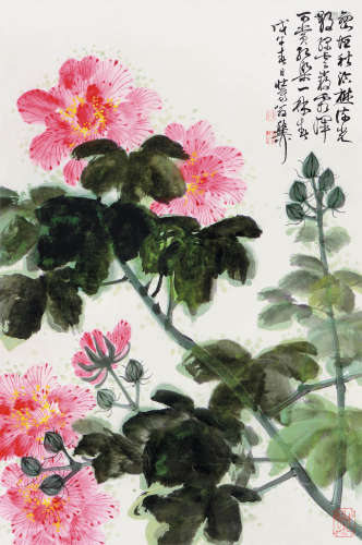 谢稚柳（1909～1997） 戊午（1978年）作 花卉 立轴 设色纸本