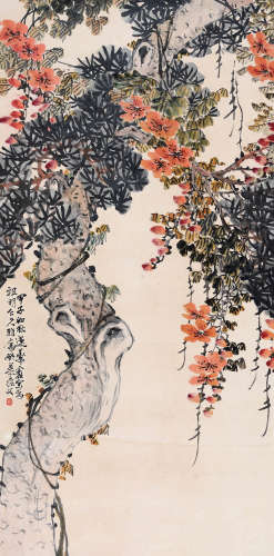 姚华（1876～1930） 甲子（1924年）作 花卉 立轴 设色纸本