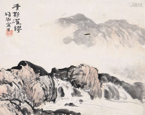 李硕卿（1908～1993） 山水小品 立轴 设色纸本