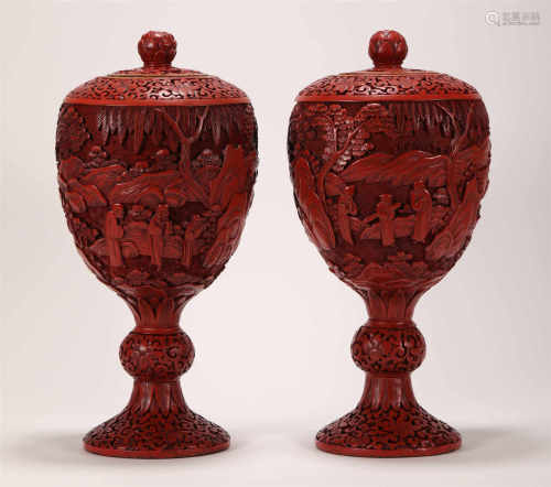 carved lacquerware ornament from Qing清代剔红赏瓶