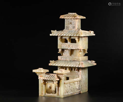 HeTian Jade Building Tower from Han漢代和田玉仿生樓閣