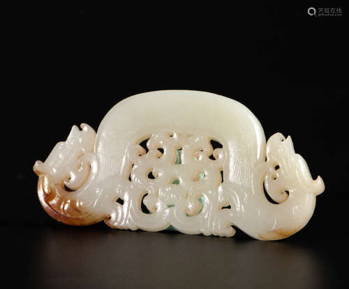 HeTian Jade Pendant with Dragon Grain from Han漢代和田玉龍紋佩