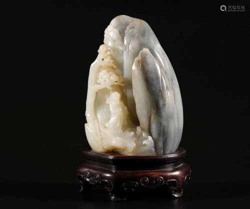 HeTian Jade Mountain Ornament from Qing清代和田玉達摩山子擺件