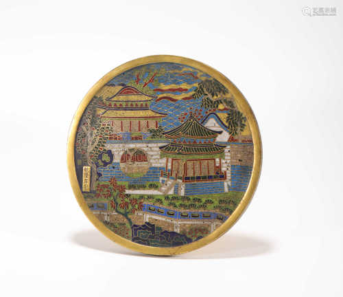 Copper Cloisonne Mirror from Qing清代銅胎景泰藍銅鏡