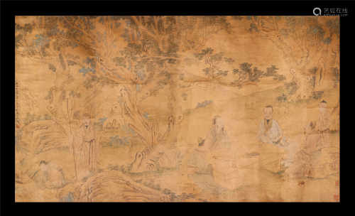 vertical silk scroll by Xiting Jiang from Qing清代画家：将廷锡
四条一幅
绢本立轴