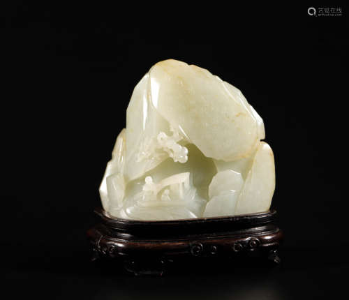 hetian jade character and story design ornament from Qing清代和田玉人物故事詩文山子