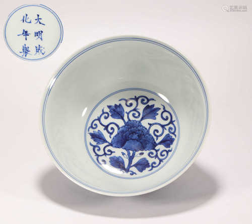 Blue and White Porcerlain Branch Bowl from Ming明代青花缠枝纹碗