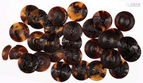 A QUANTITY OF PRESSED TORTOISESHELL COUNTERS