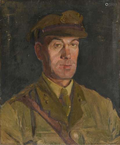 ATTRIBUTED TO ELLA COATES (1884-1937) - PORTRAIT OF AN OFFICER; PORTRAIT OF A MAN, TWO, BUST LENGTH,