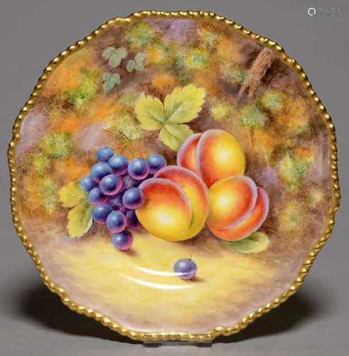 A ROYAL WORCESTER PLATE, 1964-71, PAINTED BY J. SMITH, SIGNED, WITH AN ALL OVER STILL LIFE OF