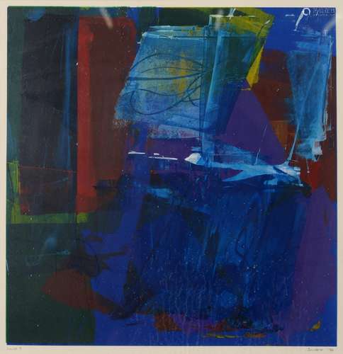 MARTYN BREWSTER (1952 - ) - LOWICK 9; BLUE TRIPTYCH, TWO, SCREENPRINTS, BOTH SIGNED BY THE ARTIST IN