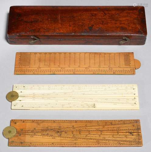 MATHEMATICAL INSTRUMENTS. AN ENGLISH IVORY SECTOR, 19TH C, WITH BRASS HINGE, 3.5 X 16.5CM (