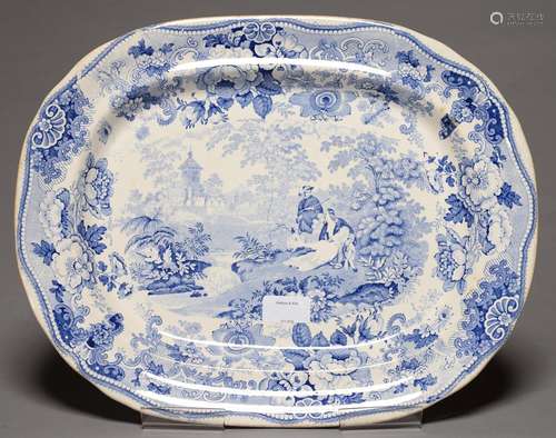 A DAVENPORT BLUE PRINTED EARTHENWARE SCOTT'S ILLUSTRATIONS SERIES BRIDE OF LAMMERMOOR PATTERN