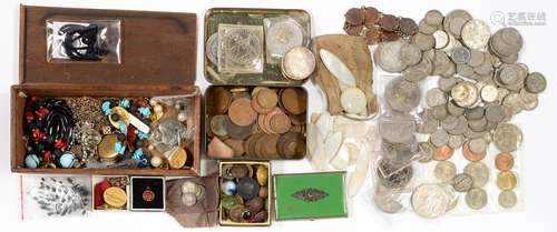 MISCELLANEOUS COINS AND COSTUME JEWELLERY, ETC.