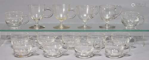 A SET OF ELEVEN VICTORIAN CUT GLASS CUSTARD CUPS, LATE 19TH C, 5CM H AND A SET OF FOUR PLAIN