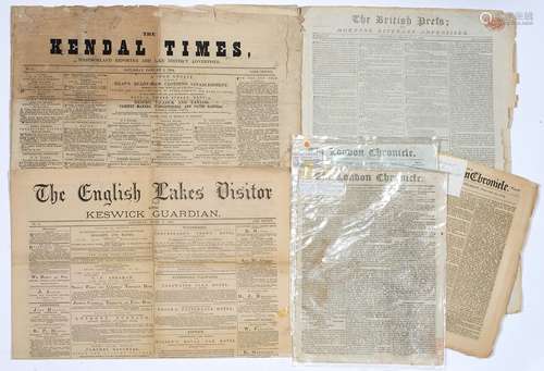 19TH CENTURY BRITISH NEWSPAPERS. FOUR, COMPRISING THE BRITISH PRESS OR MORNING LITERARY