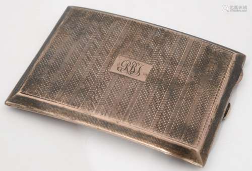 A GEORGE V SILVER CIGARETTE CASE, ENGINE TURNED, 11.5CM L, BY J GLOSTER LTD, BIRMINGHAM 1927, 5 OZ