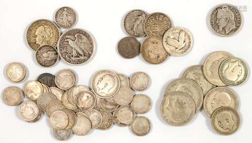 SILVER COINS. UNITED KINGDOM, PRE 1920 67G, 1920-46 69G AND SEVERAL FOREIGN SILVER COINS